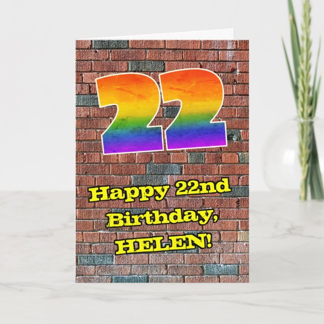 22:a födelsedagen: Roligt Graffiti-Inspired Rainbo Kort (Framsida)