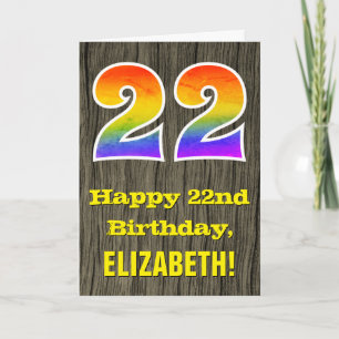 22:a födelsedagen: Rustic Faux Wood look, Rainbow Kort