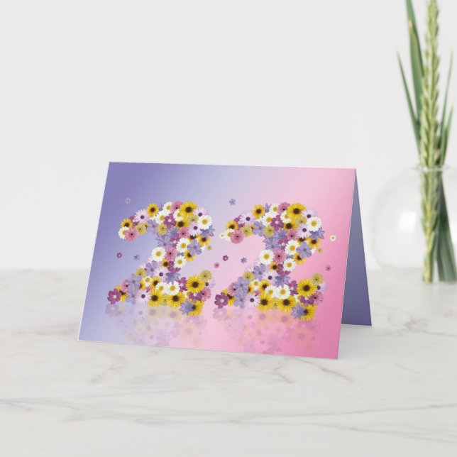 22:a födelsedagskort med brev i blomsterodling kort (Framsida)