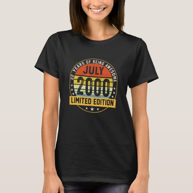 22 Ålderdom juli 2000 22:a födelsedagen T Shirt (Framsida)