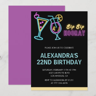 22-års inbjudan Cocktail Neon Glow