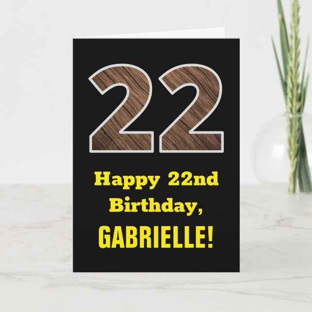22-årsdag: Namn, Falskt Trästruktur Mönster "22" Kort (Framsida)