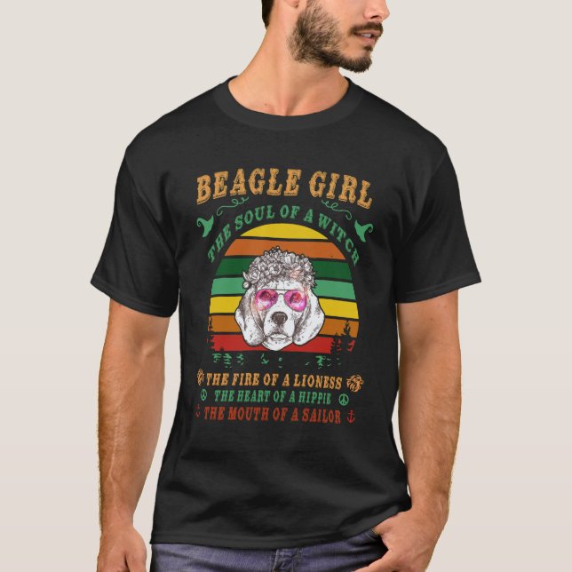 22 Beagle Flicka - själen - Elden - Hjärtat -  T Shirt (Framsida)