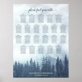 22 Bord Blå Tallar Bröllop Placeringsplan Poster