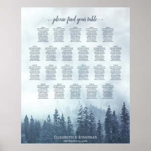 22 Bord Blått Gräs Träd Bröllop-sittdiagram Poster
