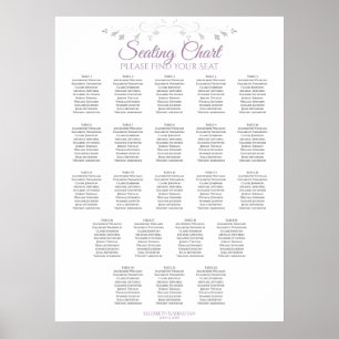 22 Bord Elegant Lavender Bröllop Sittplatsdiagram Poster