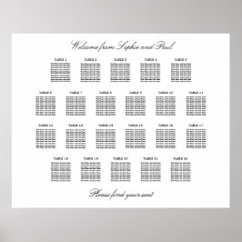 22 Bord Elegant Minimalistisk Placeringsplan Poster