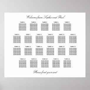 22 Bord Elegant Minimalistisk Placeringsplan Poster
