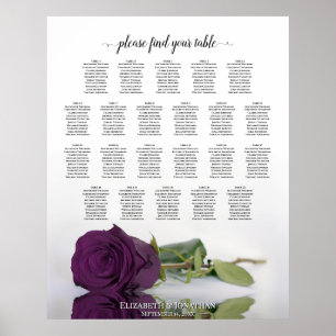 22 Bord Plum Lila Ro Bröllop sätesdiagram Poster