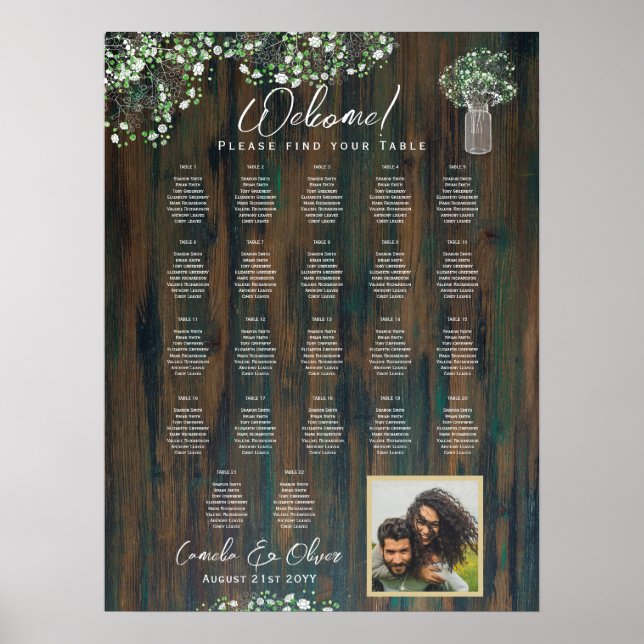 22 Bord Rustic Wood Gypsophila PHOTO SEATING Foam Poster (Framsidan)