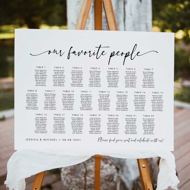 22 Bord Vår Favoritpersoners Placeringsplan Poster (Skapare uppladdad)