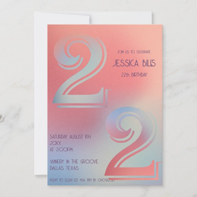 22:e födelsedagsinbjudan inbjudningar (Framsida)