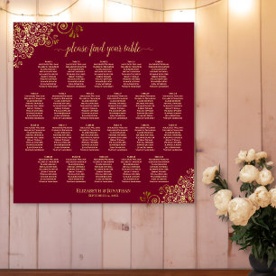 22 Elegant Burgundy och sätesdiagram för Guld Poster