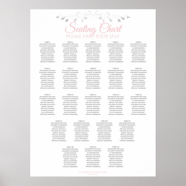 22 Elegantens Rosa och sätesdiagram för Grått Bröl Poster (Framsidan)