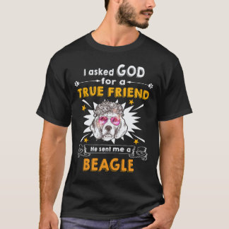 22 Frågade Gud - sann vän - en Beagle T Shirt