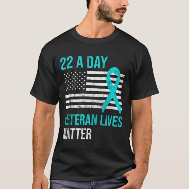 22 Militär suicide Veteran PTSD-medvetenhet Lives  T Shirt (Framsida)