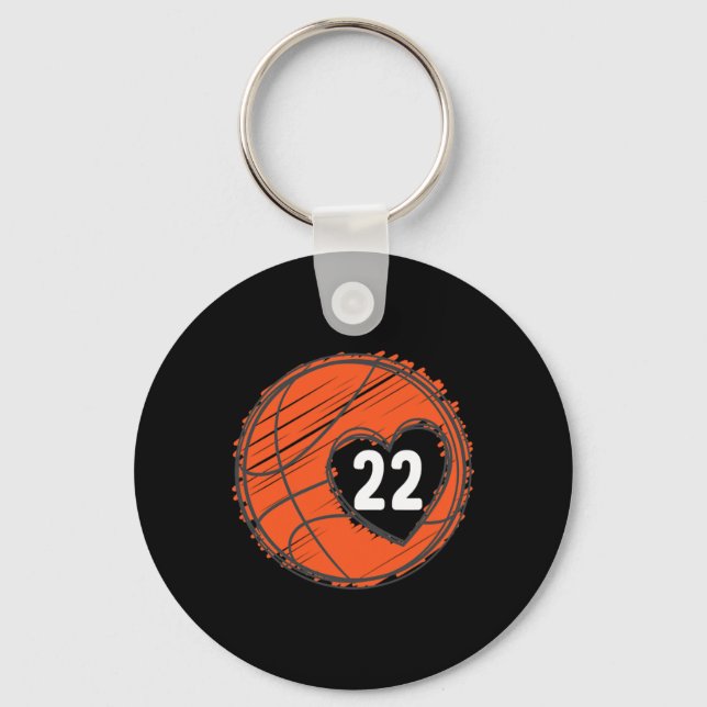 #22 Nummer 22 - Basketball Graphic som säger Boll  Nyckelring (Framsida)