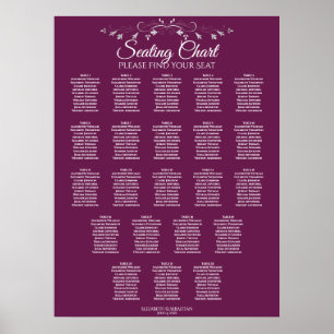 22 sittplatsdiagram för Elegant Cassis Bröllop Poster