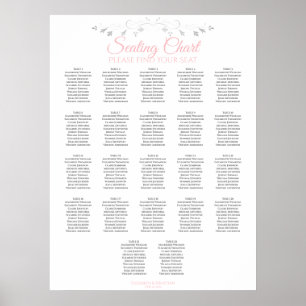 22 sittplatsplan för Rosa och Grått Bröllop Poster