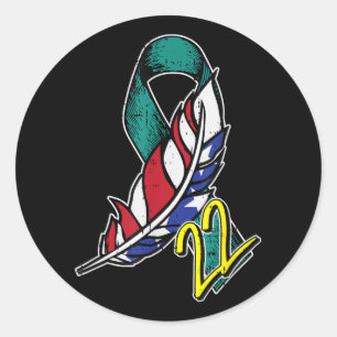 22 Veteran Ptsd Suicide Awareness Us Feather Patri Runt Klistermärke
