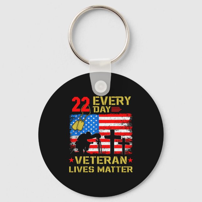 22 Veterans A Day Veteran Suicide Prevention Aware Nyckelring (Framsida)