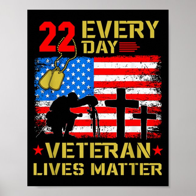 22 Veterans A Day Veteran Suicide Prevention Aware Poster (Framsidan)