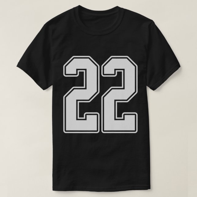 22 Vit konturnummer 22 Sportfantast Jersey Stil T Shirt (Design framsida)