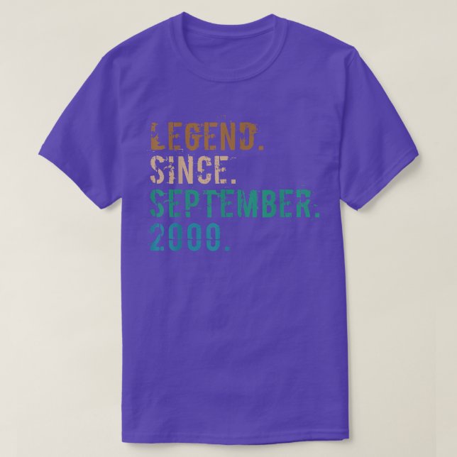 22 Year Old Gift Legend Since September 2000 22nd  T Shirt (Design framsida)