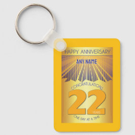 22 Year Sober Anniversary | Golden Ray 12 Step Nyckelring