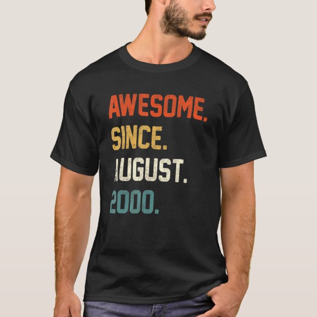 22 Years Old  Awesome Since August 2000 22nd Birth T Shirt (Framsida)