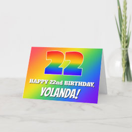 22nd Birthday: Multicolored Rainbow Pattern # 22 Kort