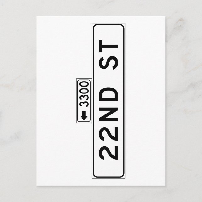 22nd St., San Francisco Street Sign Vykort (Framsida)