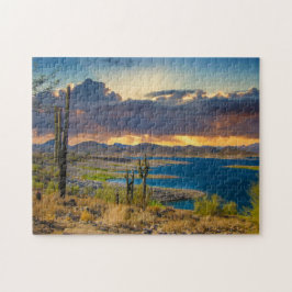 2309-2-Desert Sjö med Saguaro Puzzle Pussel