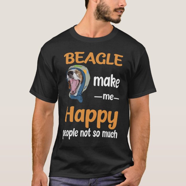 232 Beagle gör mig Lycklig T Shirt (Framsida)