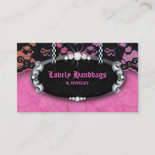 232 Elegant Juvelry N Snöre Diamonds Rosa Suede Visitkort