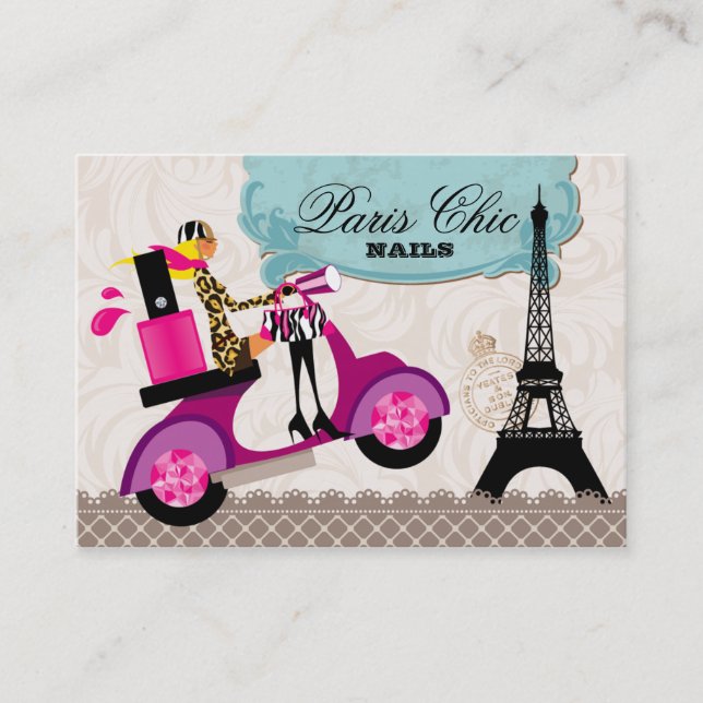 232 Nail Salon Scooter Paris Eiffel Torn Visitkort (Framsida)