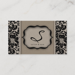 232 Salon Spa Affärskort Taupe Damask Blommigt Visitkort
