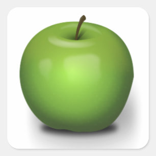 23392 FOTOREALISTISK GRÖNT APPLE GRAPHIC DIGITAL FYRKANTIGT KLISTERMÄRKE