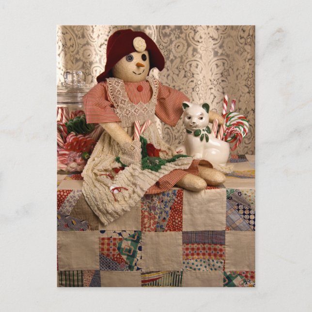 2390 Snögubbe Doll på Quilt-jul Helg Vykort (Framsida)