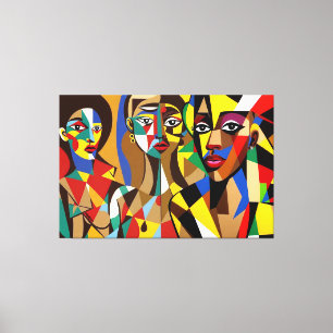 23_022, African Cubism Art Canvastryck
