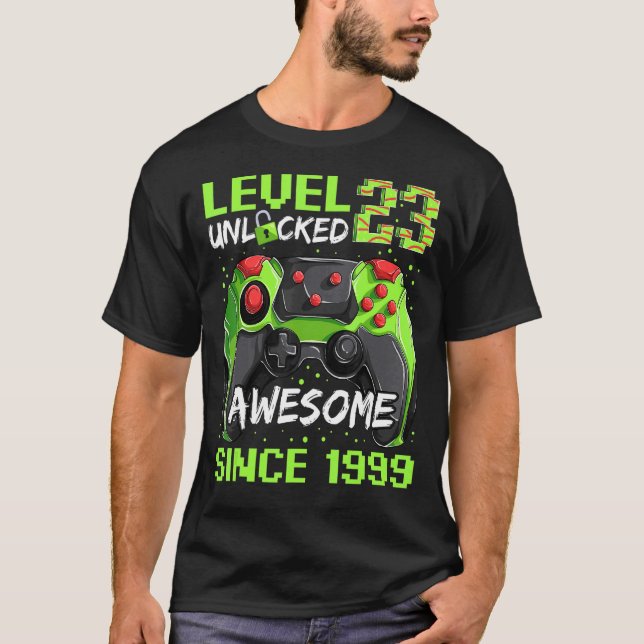 23 år Gamer Man Birthday Fantastisk sedan 1999 T Shirt (Framsida)