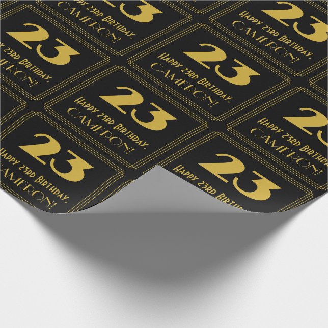 23-årsdag – Art Deco Inspirerad Look "23" & Namn Presentpapper (Hörn)