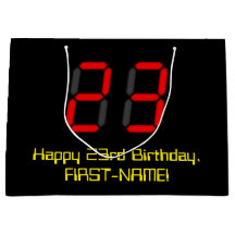 23-årsdag: Röd digital klockstil "23" + Namn
