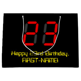 23-årsdag: Röd digital klockstil "23" + Namn