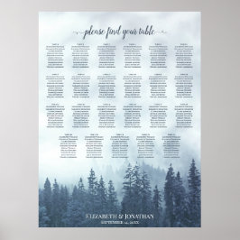23 Bord Blå Bergstallar Bröllopsplatskarta Poster
