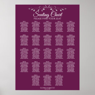 23 Bord Elegant Cassis Bröllop-sätesdiagram Poster