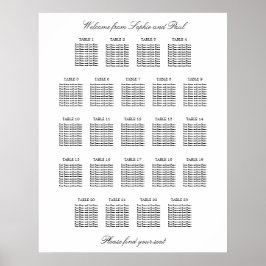 23 Bord Elegant Minimalistisk Placeringsplan Poster
