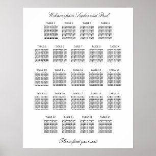23 Bord Elegant Minimalistisk Placeringsplan Poster
