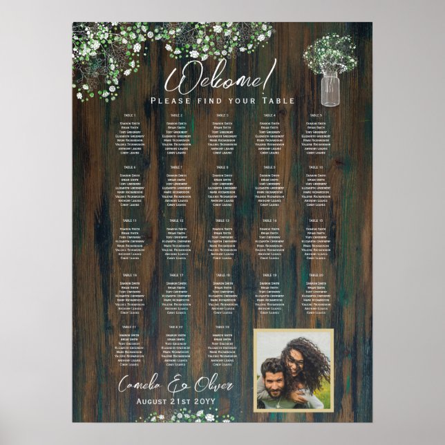 23 Bord Rustic Wood Gypsophila PHOTO SEATING Foam Poster (Framsidan)