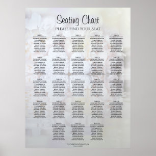 23 Bord Vita reflektioner Bröllop Sittdiagram Poster